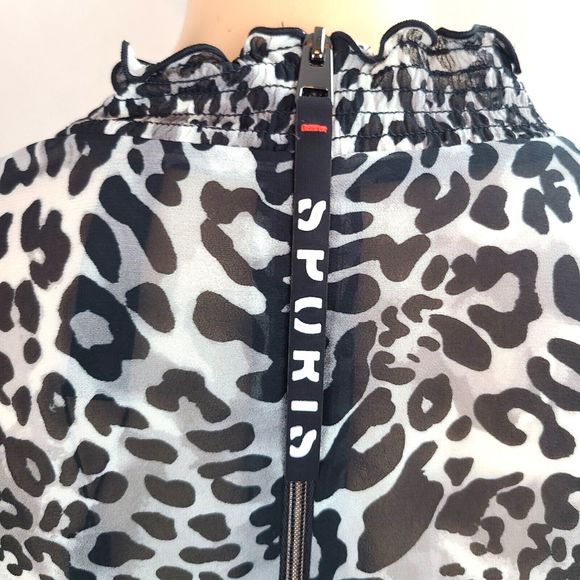 NWT Marc Cain Women's (12) Black & Gray Leopard Crepe Dress Slip Lining-$380 - Picture 11 of 15